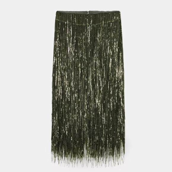 Zara ZW COLLECTION LIMITED EDITION FRINGED SEQUIN SKIRT - Picture 11 of 13